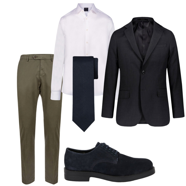 Outfit uomo - Total look #2050232. Stile Business/Elegante per Ufficio. Abbinamento con camicie, pantaloni chino, giacche, cravatte, scarpe stringate.
