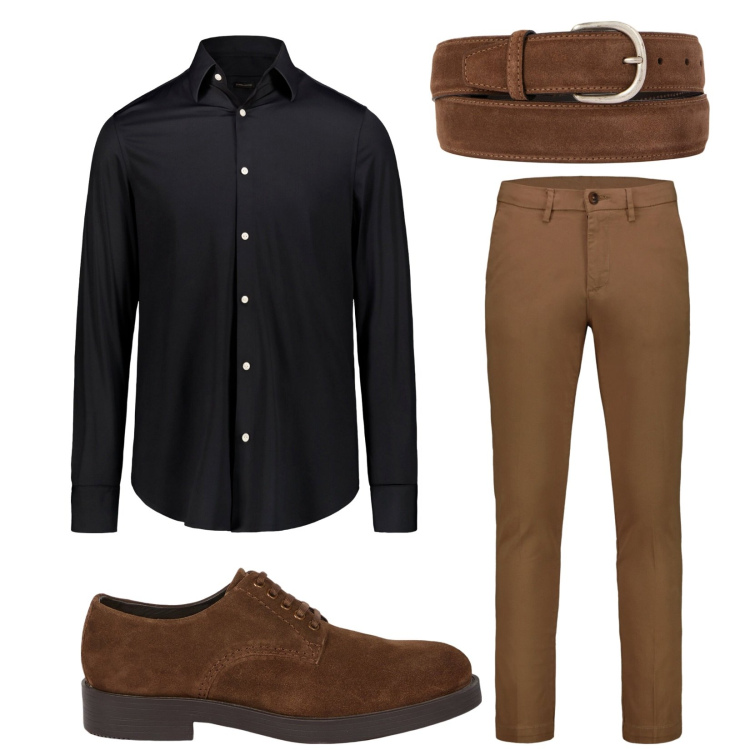 Outfit uomo - Total look #2050233. Stile Casual per Tutti i giorni. Abbinamento con cinture, scarpe stringate, pantaloni chino, camicie.