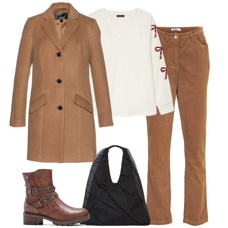 Outfit donna - Total look #2050236. Stile Urban per Tutti i giorni. Abbinamento con pantaloni, cappotti, stivaletti, felpe, shopping bag.