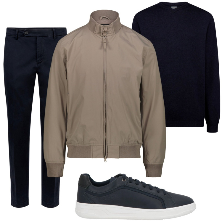 Outfit uomo - Total look #2050244. Stile Casual per Tutti i giorni. Abbinamento con sneakers, maglieria, pantaloni chino, giacche.