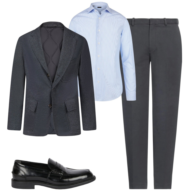 Outfit uomo - City. Stile Business/Elegante per Tutti i giorni. Abbinamento con pantaloni, giacche, camicie, scarpe stringate.