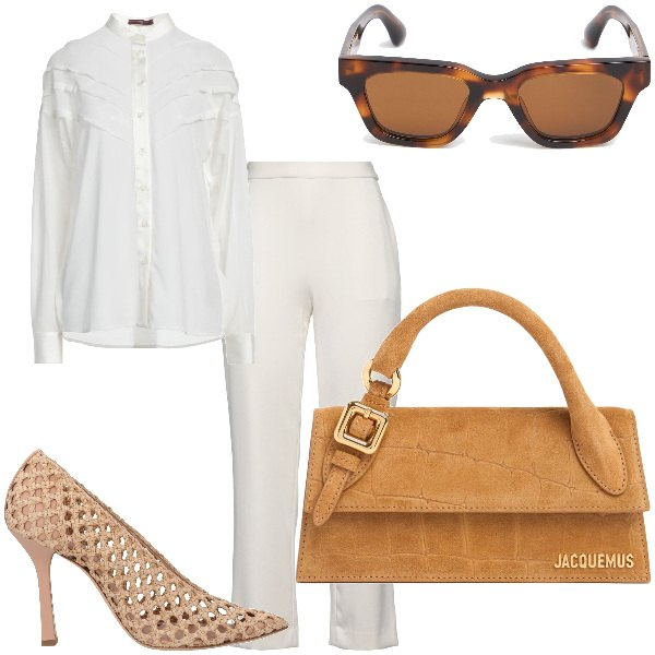 Outfit donna - Total look #2050294. per Cerimonia. Abbinamento con camicie, décolleté, pantaloni, borse a mano, occhiali da sole.