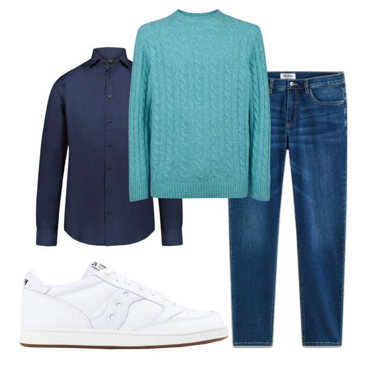 Outfit uomo - Total look #2050325. Stile Casual per Tutti i giorni. Abbinamento con jeans, sneakers, maglieria, camicie.