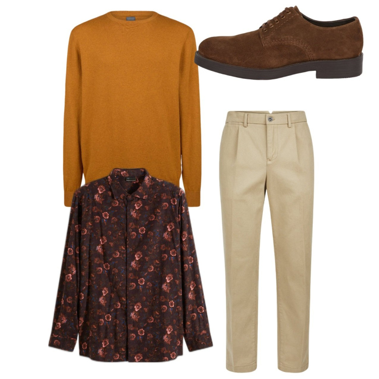 Outfit uomo - City. Stile Casual per Tutti i giorni. Abbinamento con camicie, pantaloni, maglieria, scarpe stringate.