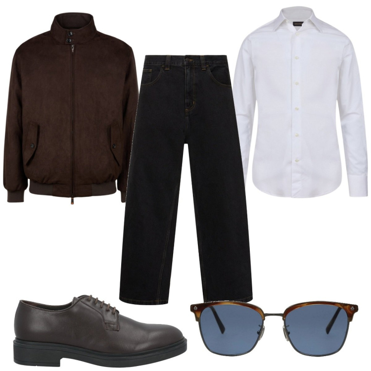 Outfit uomo - Total look #2050374. Stile Trendy per Tutti i giorni. Abbinamento con scarpe stringate, occhiali da sole, camicie, jeans, giacche.