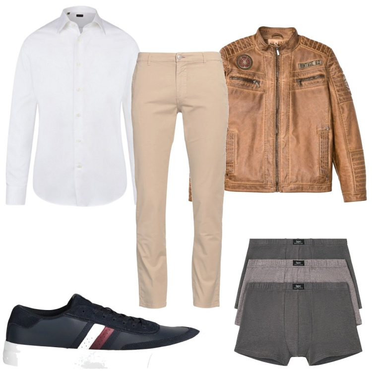 Outfit uomo - Total look #2050377. Stile Casual per Tutti i giorni. Abbinamento con boxer, giacche, sneakers, pantaloni, camicie.