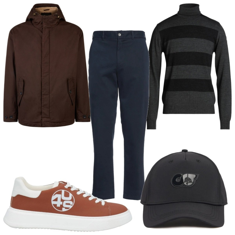 Outfit uomo - Total look #2050381. Stile Trendy per Tutti i giorni. Abbinamento con maglieria, pantaloni, sneakers, giacche, cappelli.