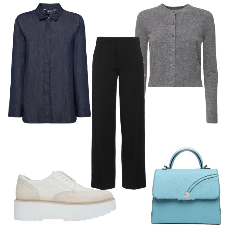 Outfit donna - Total look #2050406. Stile Mannish per Ufficio. Abbinamento con scarpe stringate, pantaloni, borse a mano, camicie, cardigans.