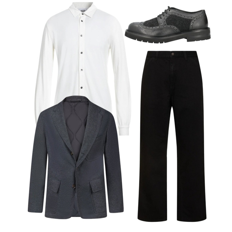 Outfit uomo - City. Stile Casual per Tutti i giorni. Abbinamento con scarpe stringate, camicie, giacche, jeans.