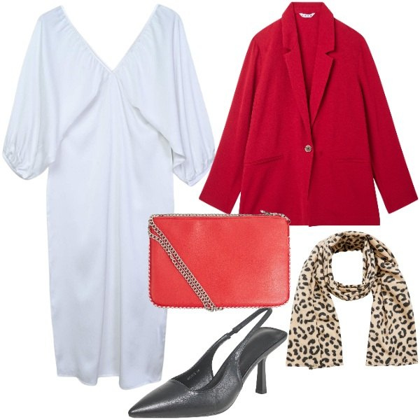 Outfit donna - Terranova - San Valentino. Stile Basic per Serata fuori. Abbinamento con vestiti lunghi, blazer, borse a tracolla, sciarpe, décolleté.