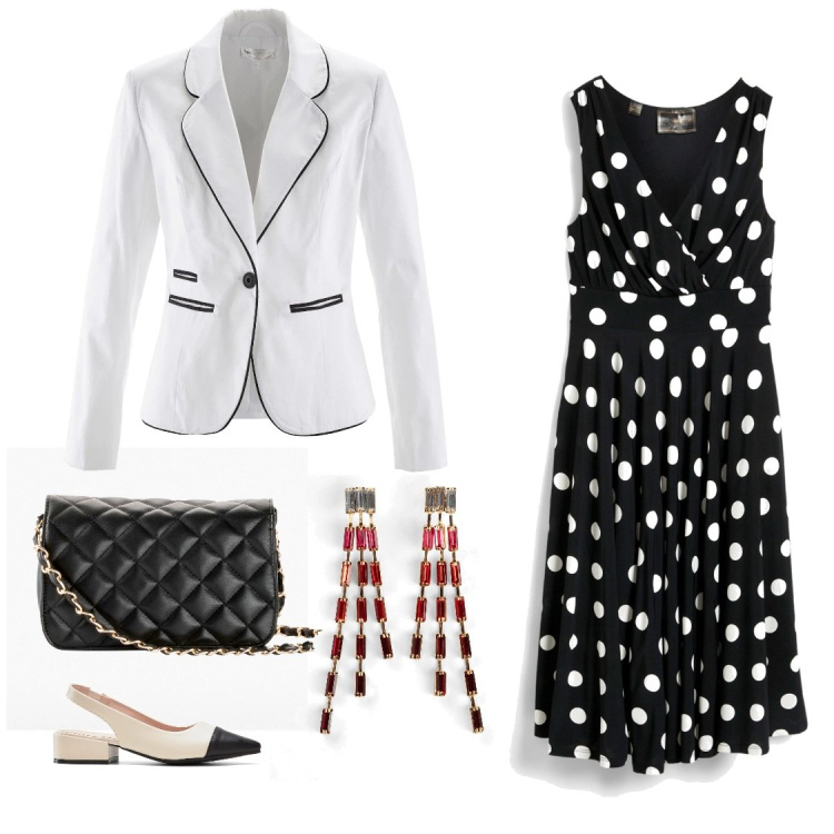 Outfit donna - Pretty woman. Stile Bon Ton per Cerimonia. Abbinamento con vestiti, blazer, décolleté, borse a tracolla, orecchini.