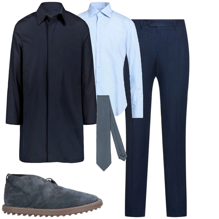 Outfit uomo - City. Stile Business/Elegante per Tutti i giorni. Abbinamento con stivali e stivaletti, cravatte, camicie, giacche, pantaloni.