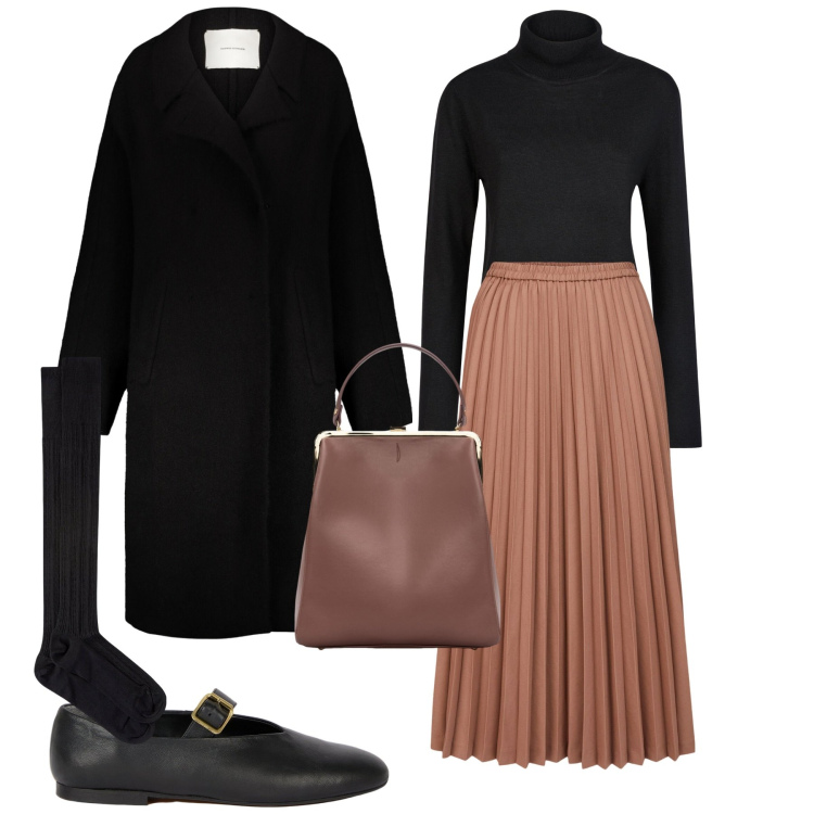 Outfit donna - Doppelganger. Stile Urban per Tutti i giorni. Abbinamento con cappotti, borse a spalla, minigonne, maglieria, ballerine, collant.