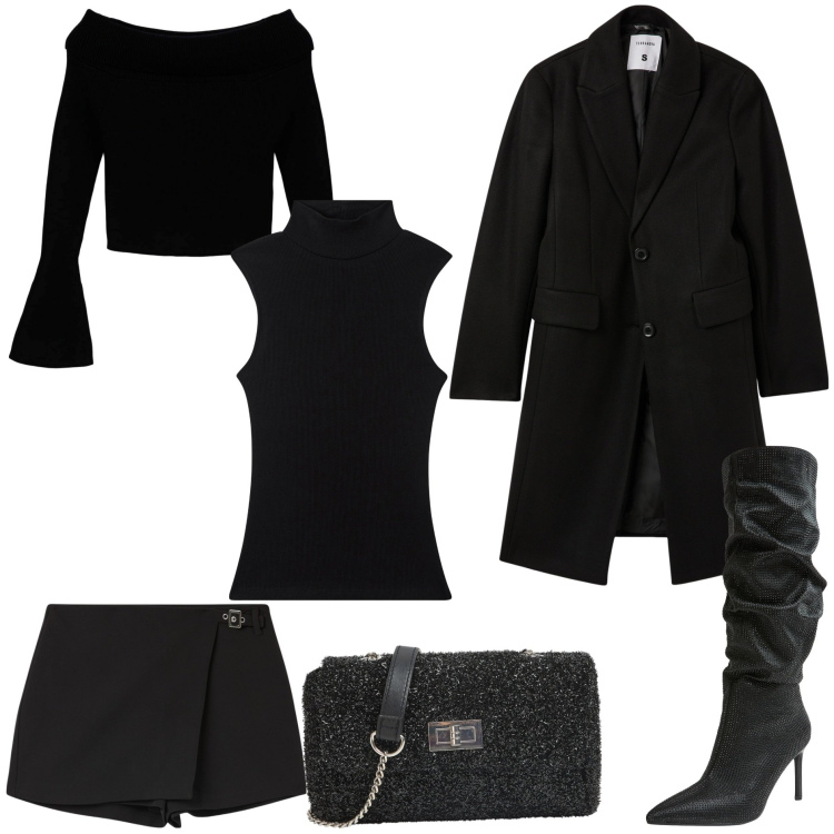 Outfit donna - Il layering Terranova - San Valentino. Stile Sexy per Serata fuori. Abbinamento con maglieria, stivali, cappotti, minigonne, borse a tracolla, top.