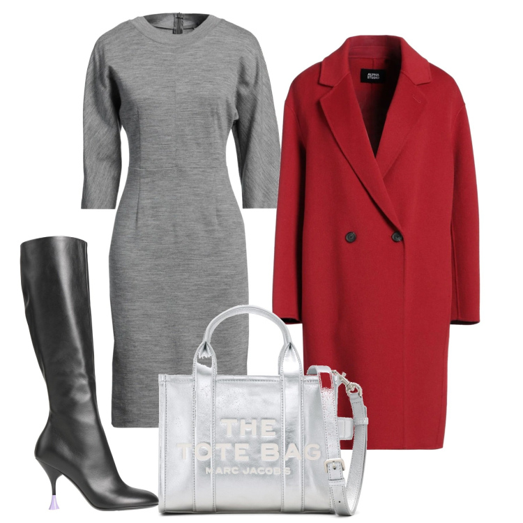 Outfit donna - Il cappotto rosso passion. Stile Chic per Tutti i giorni. Abbinamento con cappotti, stivali, vestiti midi/longuette, borse a tracolla.