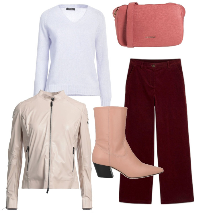 Outfit donna - Blazer avorio. Stile Casual chic per Tutti i giorni. Abbinamento con pantaloni, blazer, stivaletti texani, borse a tracolla, pullovers.
