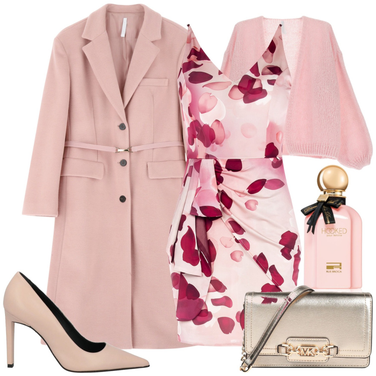 Outfit donna - Valentine\'s day. Stile Romantica per Serata fuori. Abbinamento con borse a mano, décolleté, profumi, vestiti a tubino, cappotti, cardigans.