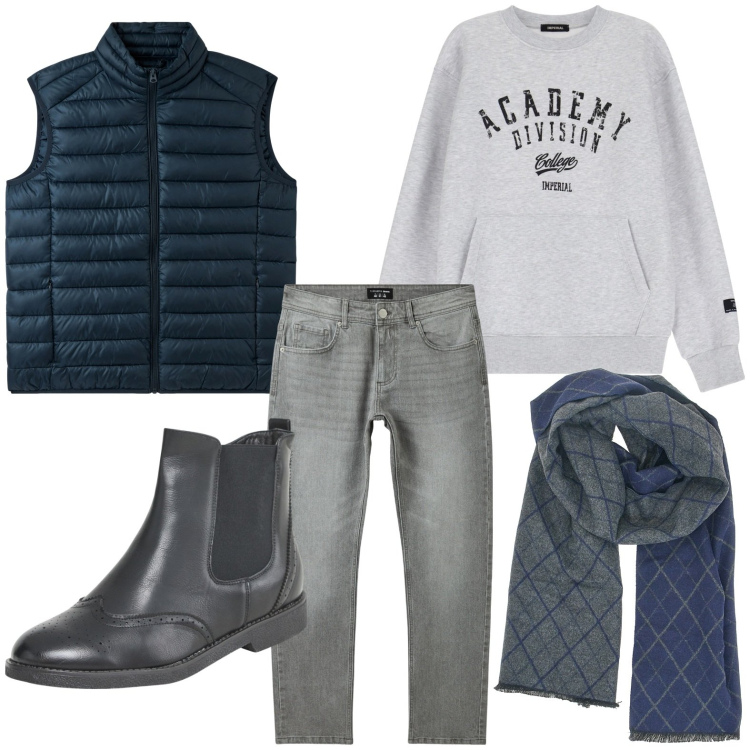 Outfit uomo - Gilet di tendenza. Stile Urban per Tutti i giorni. Abbinamento con stivali e stivaletti, jeans, gilet, felpe, sciarpe.