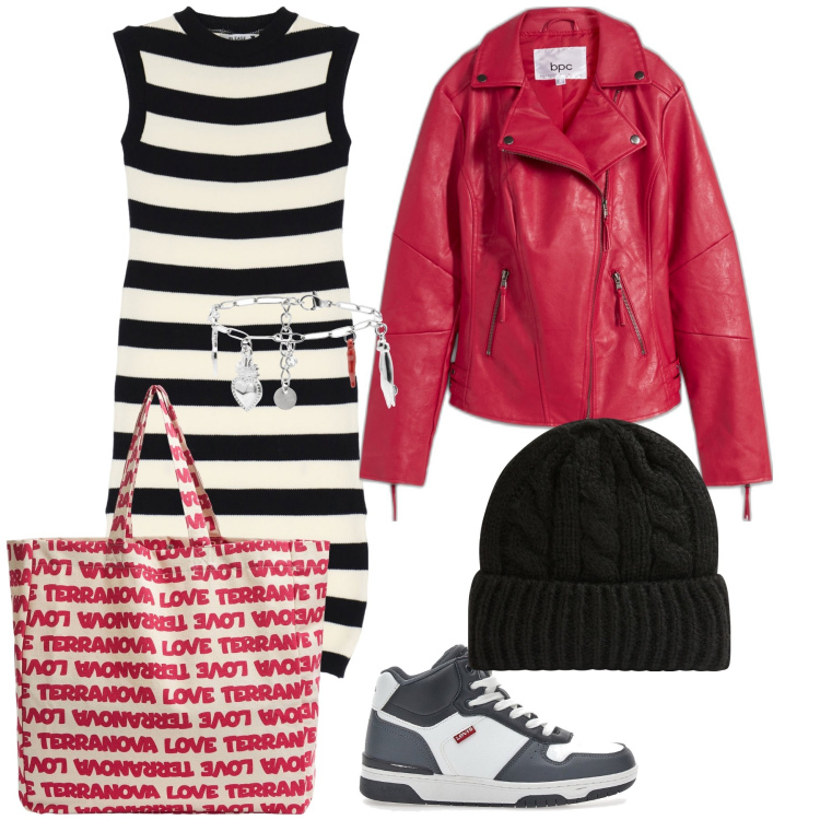 Outfit donna - Si torna al mare. Stile Casual chic per Mare. Abbinamento con blazer, berretti, borse tote, vestiti, braccialetti, sneakers.