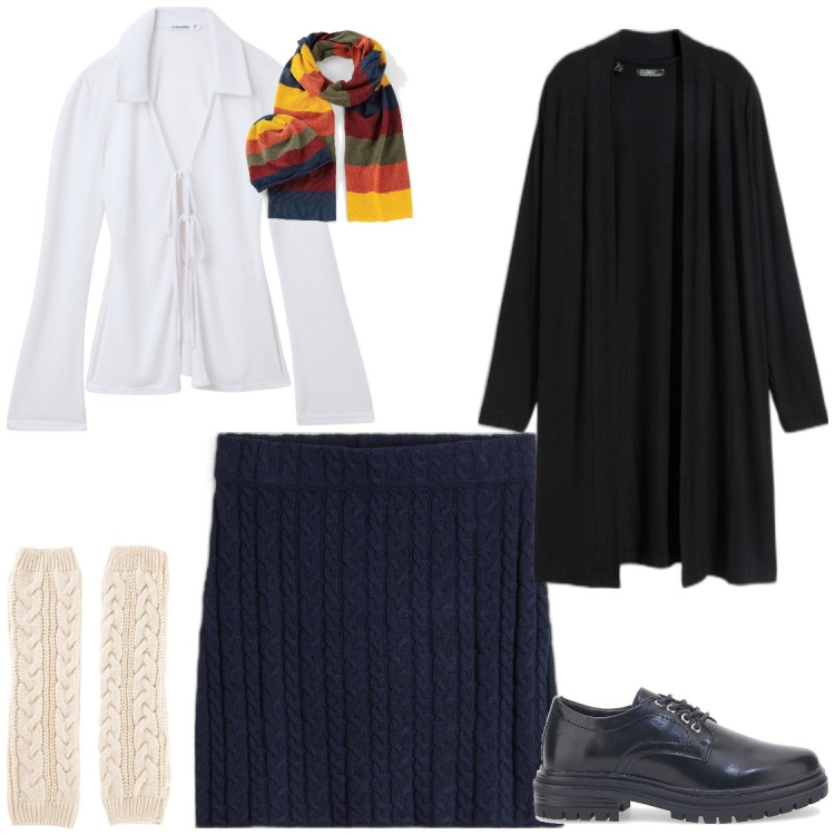 Outfit donna - Hermione a spasso con Herry Potter. Stile Chic per Tutti i giorni. Abbinamento con cardigans, sciarpe, calzini, gonne, camicie, mocassini.