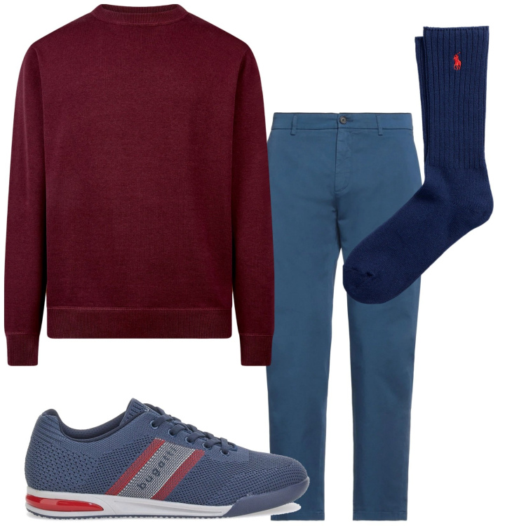 Outfit uomo - Total look #2051203. Stile Casual per Tutti i giorni. Abbinamento con pantaloni, calzini, maglieria, scarpe stringate.
