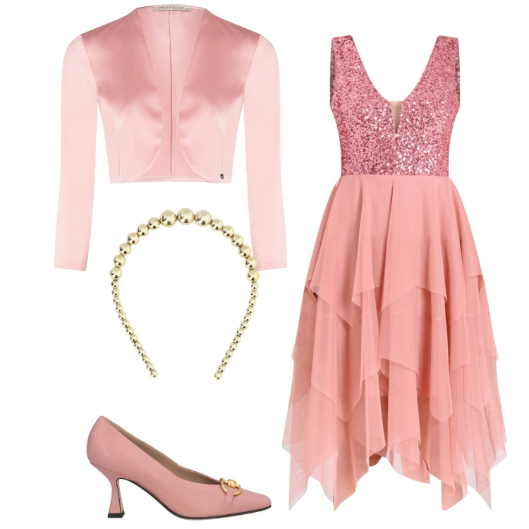 Outfit donna - Carnevale da principessa. per Serata fuori. Abbinamento con décolleté, cerchietti, bolero, vestiti midi/longuette.