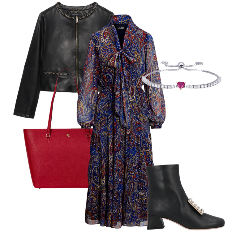 Outfit donna - Boho e stivaletti. Stile Boho per Serata fuori. Abbinamento con stivaletti, braccialetti, borse tote, vestiti, blazer.