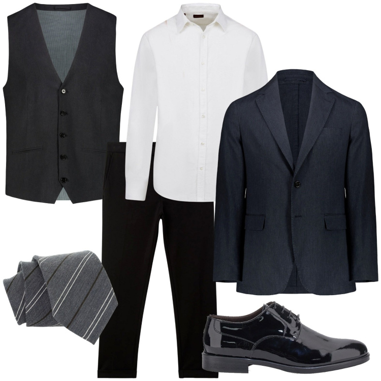 Outfit uomo - Gilet di tendenza. Stile Urban per Serata speciale. Abbinamento con pantaloni chino, cravatte, scarpe stringate, giacche, camicie, gilet.