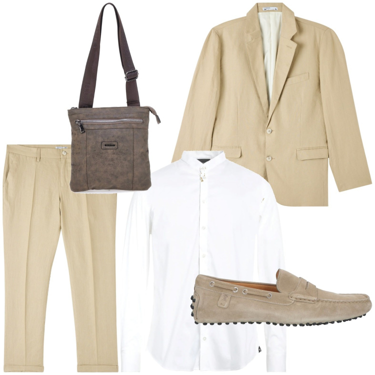 Outfit uomo - Work day. Stile Urban per Ufficio. Abbinamento con camicie, scarpe stringate, giacche, pantaloni chino, portafogli.