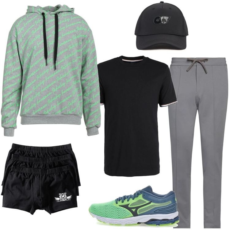 Outfit uomo - Verde fluo per sneakers e felpa. Stile Casual per Tutti i giorni. Abbinamento con boxer, felpe con cappuccio, pantaloni skinny, t-shirt, cappelli, sneakers.