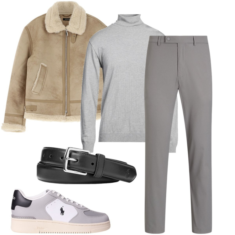 Outfit uomo - Tonalità neutre e sofisticate. Stile Business/Elegante per Ufficio. Abbinamento con maglieria, giacche, cinture, pantaloni, sneakers.