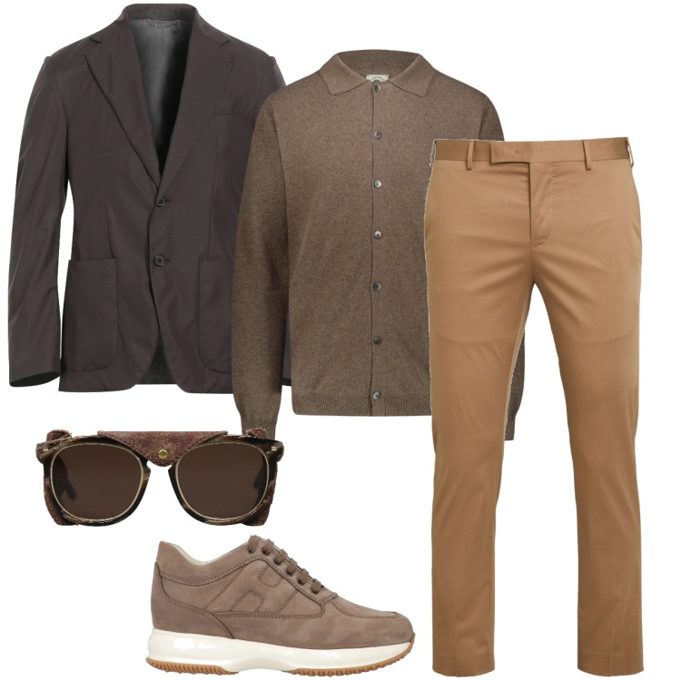 Outfit uomo - Sofisticato e trendy. Stile Trendy per Ufficio. Abbinamento con giacche, sneakers, pantaloni, occhiali da sole, polo.