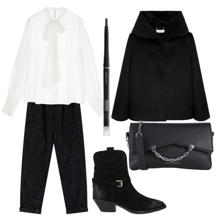 Outfit donna - Zorro vibes. Stile Basic per Tutti i giorni. Abbinamento con borse a tracolla, stivaletti texani, eyeliner, camicie, pantaloni chino, cappe.