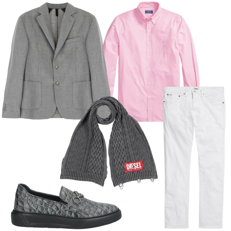 Outfit uomo - Eleganza innata. Stile Urban per Ufficio. Abbinamento con scarpe stringate, sciarpe, giacche, jeans, camicie.