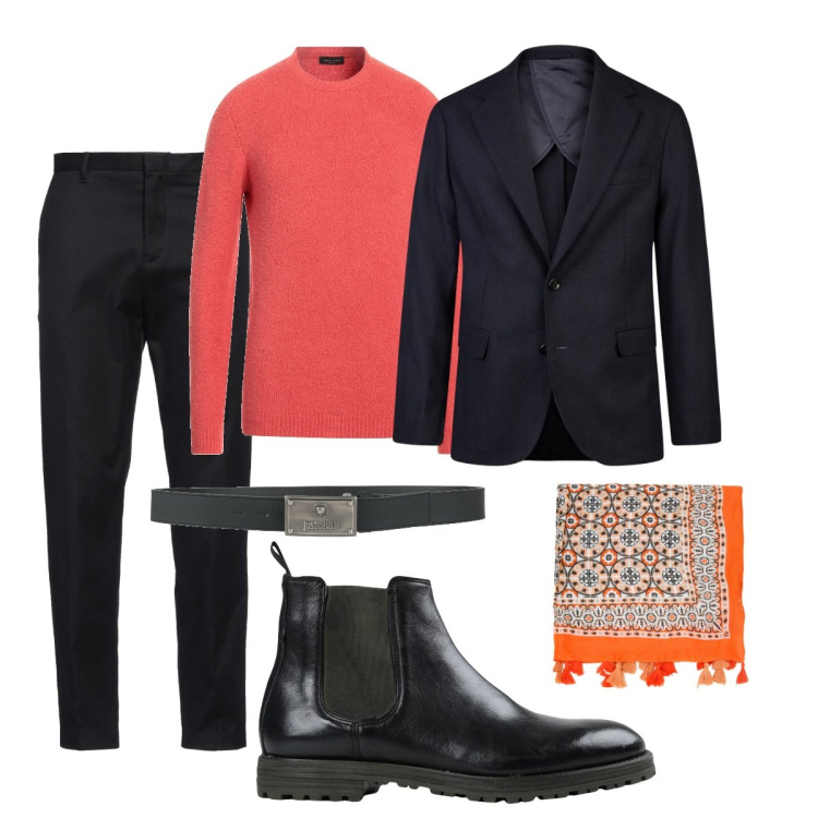 Outfit uomo - Total look #2051922. Stile Trendy per Tutti i giorni. Abbinamento con cinture, stivali e stivaletti, pullovers, pantaloni, sciarpe, giacche.