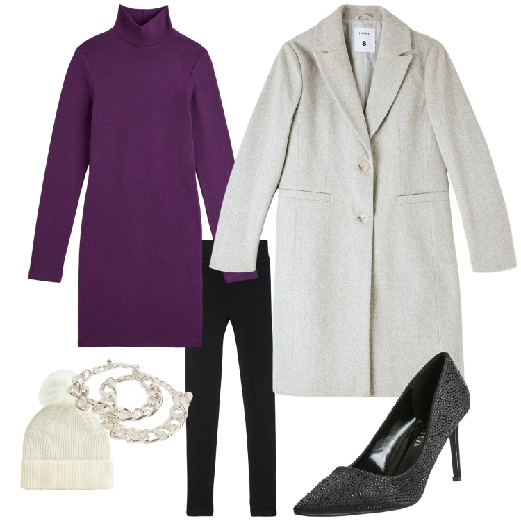 Outfit donna - Bon bon. Stile Romantica per Serata fuori. Abbinamento con leggings, vestiti midi/longuette, cappotti, berretti, décolleté, braccialetti.