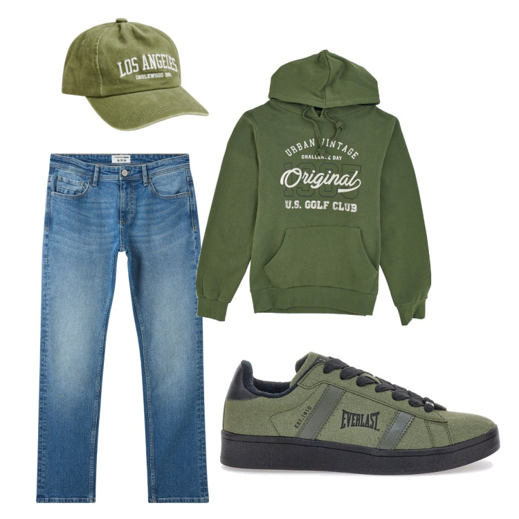 Outfit uomo - Total look #2052035. Stile Casual per Tutti i giorni. Abbinamento con jeans, cappelli, sneakers, felpe.