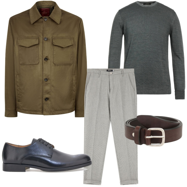 Outfit uomo - Inverno vibrante. Stile Urban per Ufficio. Abbinamento con pullovers, cinture, pantaloni, giacche, scarpe stringate.