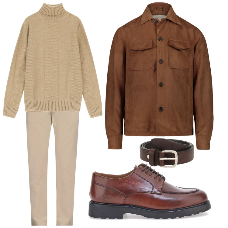 Outfit uomo - Metropolitano e sofisticato. Stile Urban per Tutti i giorni. Abbinamento con pantaloni chino, cinture, maglieria, scarpe stringate, giacche.