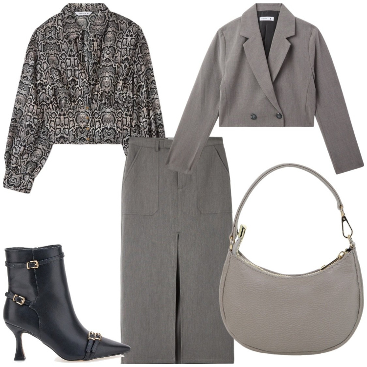 Outfit donna - La gonna retro\'. Stile Bon Ton per Ufficio. Abbinamento con gonne lunghe, blazer, bluse, borse a spalla, stivaletti.