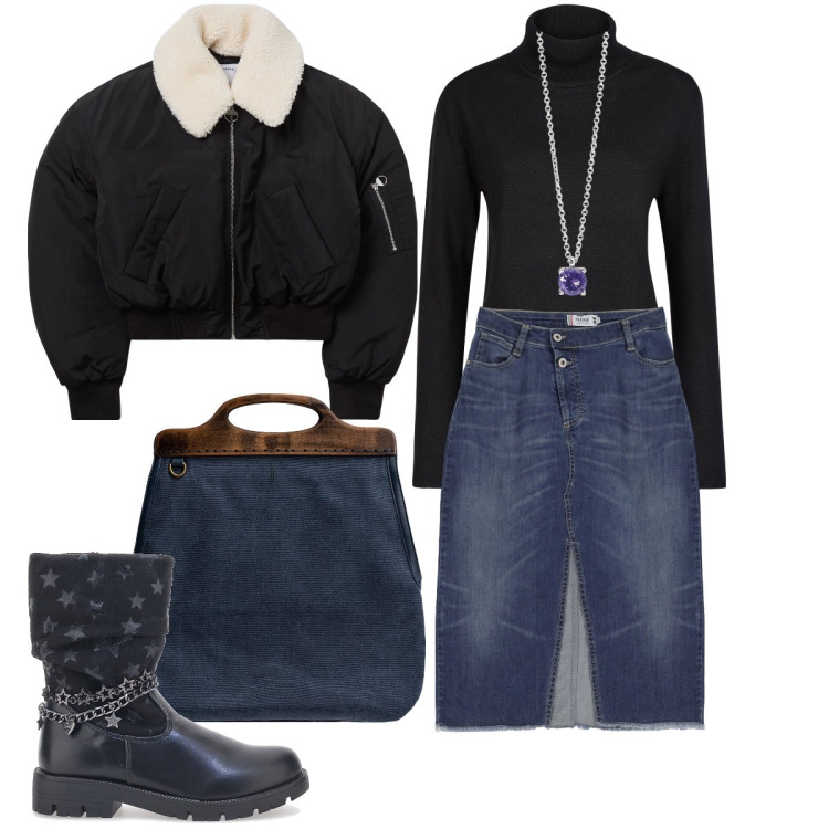 Outfit donna - Il bomber crop. Stile Urban per Tutti i giorni. Abbinamento con blazer, collane, gonne, borse a tracolla, stivali, maglieria.