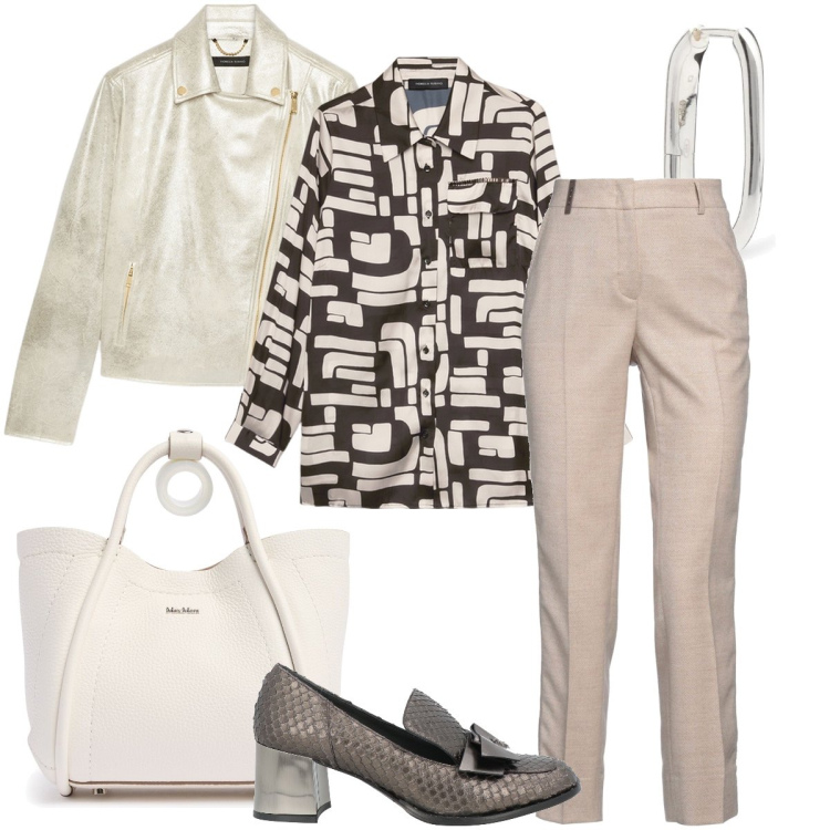 Outfit donna - Rosa pastello. Stile Bon Ton per Ufficio. Abbinamento con mocassini, pantaloni, blazer, camicie, orecchini, borse a mano.