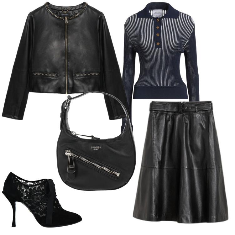 Outfit donna - Total look #2052549. Stile Chic per Ufficio. Abbinamento con gonne, stivaletti, borse a mano, pullovers, blazer.
