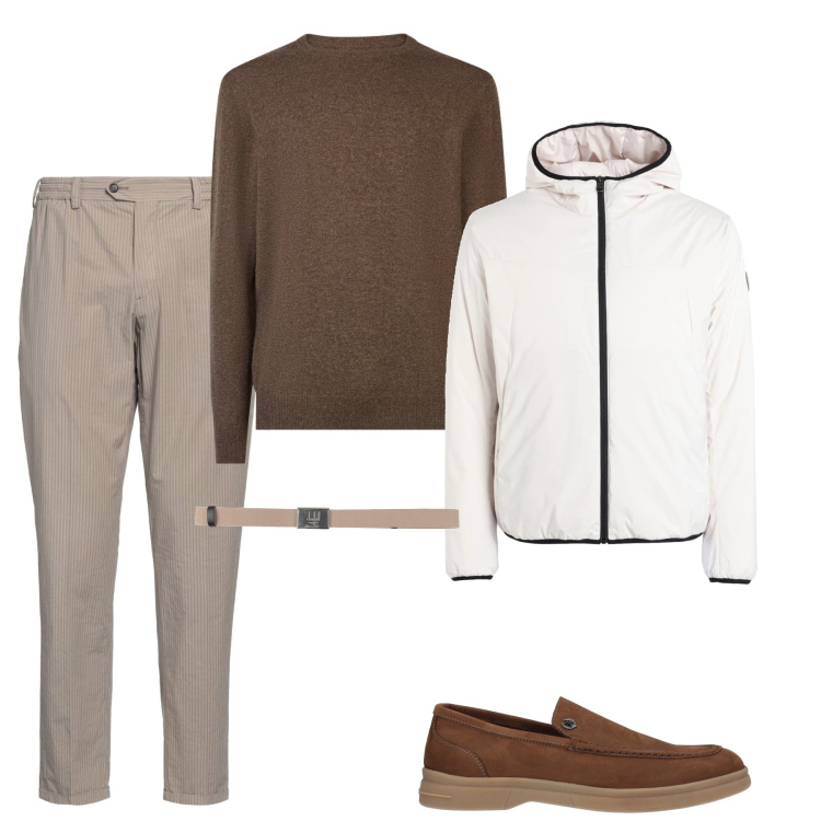Outfit uomo - Stile in saldo. Stile Business/Elegante per Ufficio. Abbinamento con scarpe stringate, cinture, pantaloni chino, giacche, maglieria.