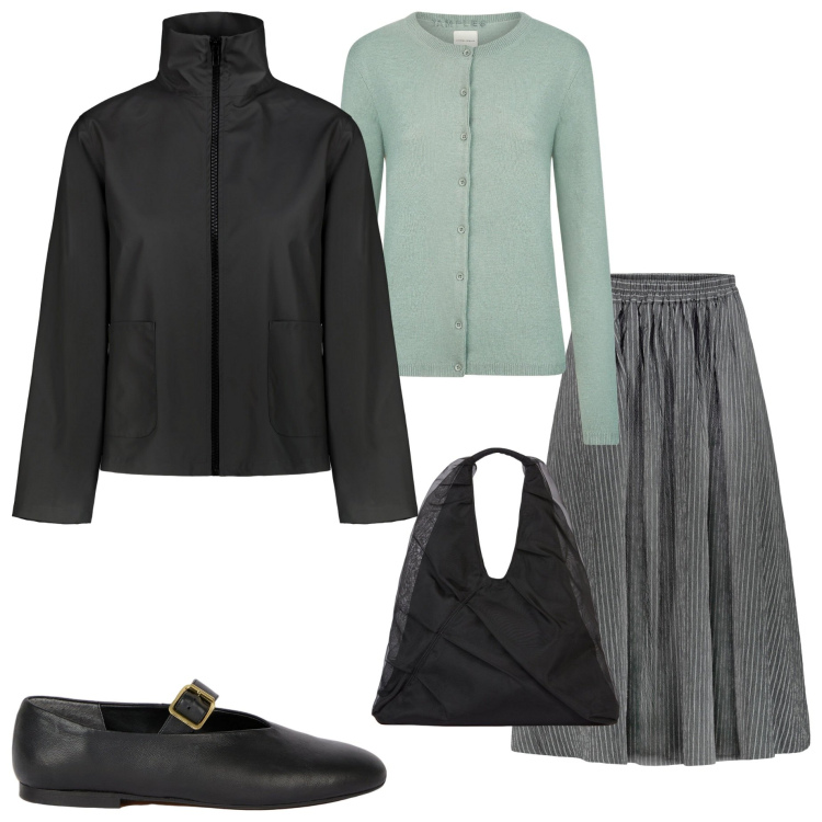 Outfit donna - Doppelganger. Stile Bon Ton per Ufficio. Abbinamento con gonne, shopping bag, cardigans, ballerine, blazer.