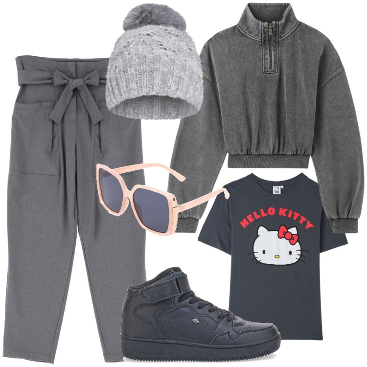 Outfit donna - Urban style. Stile Urban per Tutti i giorni. Abbinamento con t-shirt, felpe, pantaloni, berretti, sneakers, occhiali da sole.