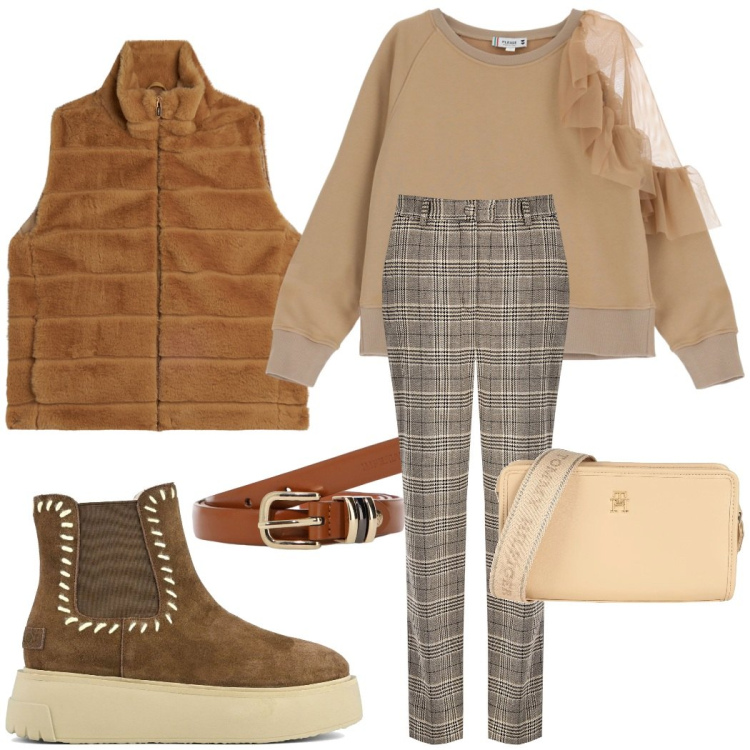 Outfit donna - La felpa chic. Stile Urban per Tutti i giorni. Abbinamento con borse a tracolla, pantaloni, felpe, cinture, gilet, stivaletti.