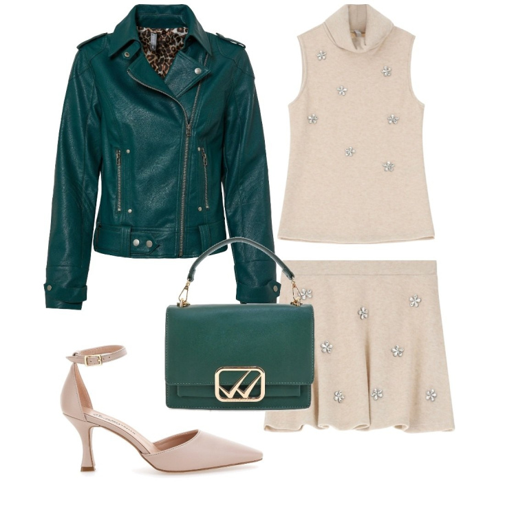 Outfit donna - San valentino 31. Stile Chic per Serata fuori. Abbinamento con blazer, minigonne, maglieria, décolleté, borse a tracolla.