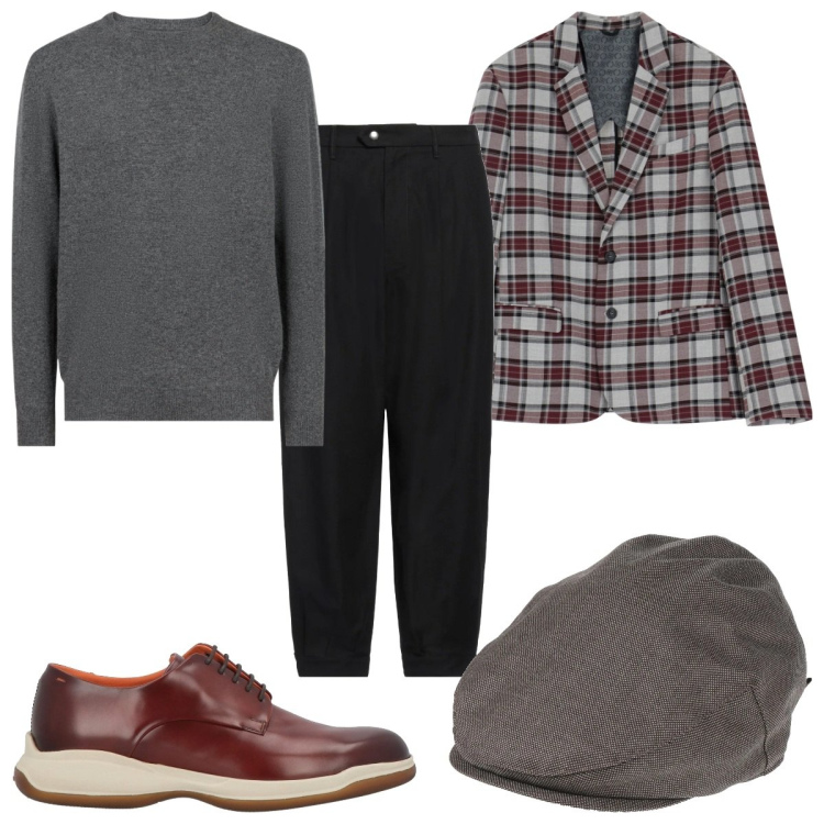 Outfit uomo - Total look #2053088. Stile Casual per Tutti i giorni. Abbinamento con cappelli, scarpe stringate, pantaloni, giacche, maglieria.