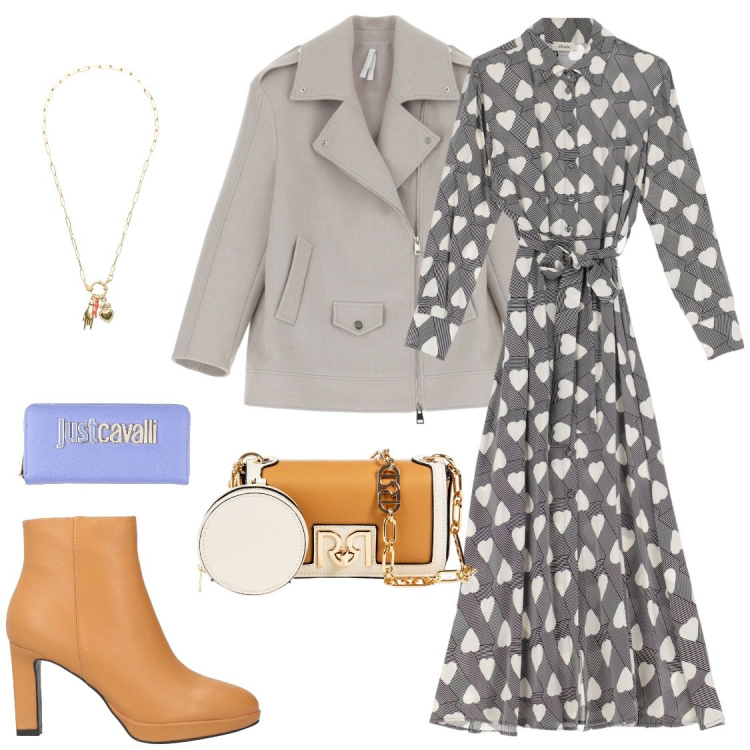 Outfit donna - Sole sull \'asfalto. Stile Chic per Tutti i giorni. Abbinamento con stivaletti, portafogli, pochette, blazer, ciondoli, vestiti lunghi.